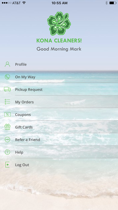 Kona Cleaners app dashboard